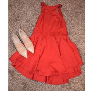 Red Flouncy Formal Dress